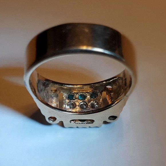 14K YELLOW GOLD UNISEX BEAUTIFUL DIAMOND & EMERALD RING - Picture 7 of 9